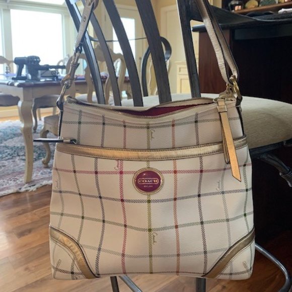 Coach Handbags - Coach Tattersall Plaid Duffle Bag